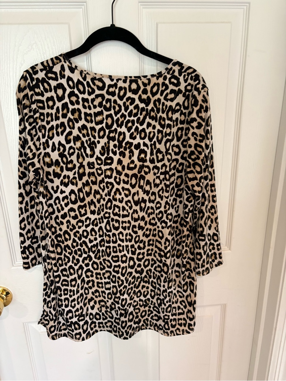 Chico's Leopard Print Scoop Neck Long Sleeve Top - Beige & Black - Picture 6 of 6